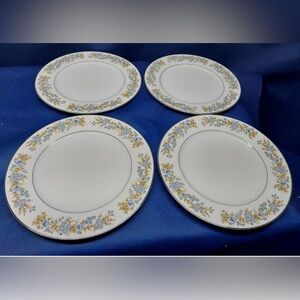 Vintage Sango Oxford China "Blue Heaven" Set/4 Dinner Plates Retired 1985 Japan